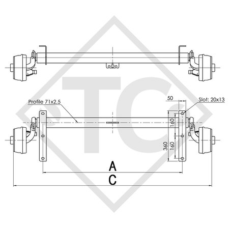 Eje con freno 750kg BASIC tipo de eje B 700-5