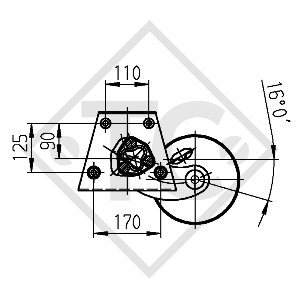 Braked axle 1300kg EURO Plus axle type DELTA SI-N 12 KNAUS - Bailey Ranger caravan