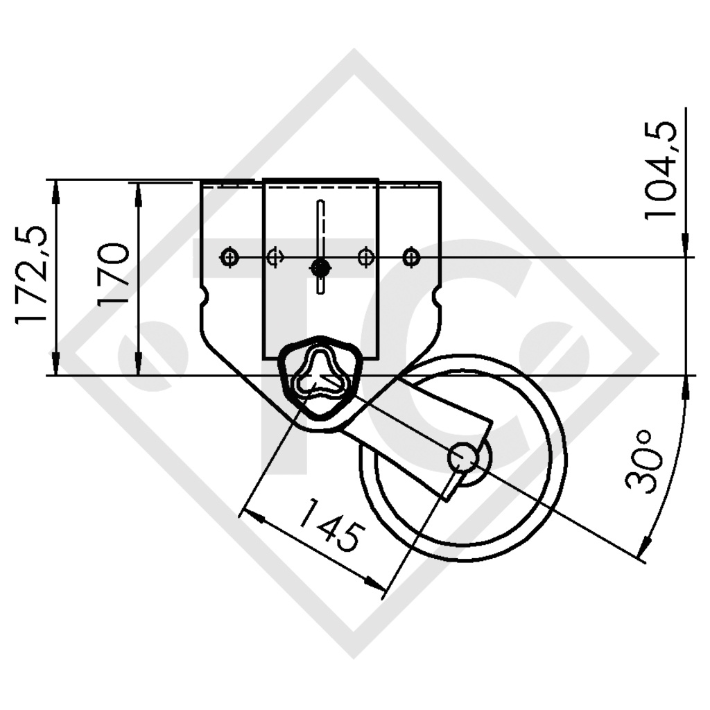 Essieu PLUS OPTIMA  750kg non freiné type d'essieu 700-5 avec liaison et brides hautes, Saris