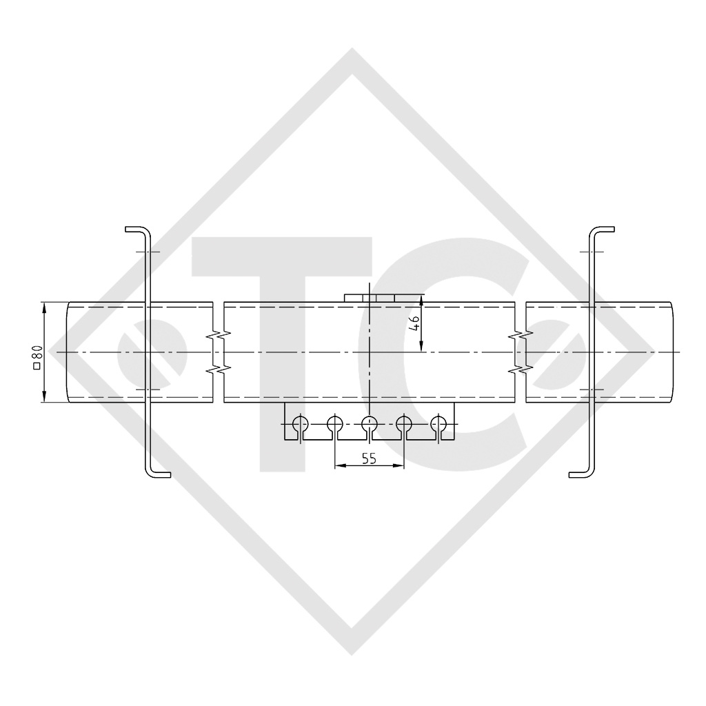 Essieu SWING V-TEC 1050kg freiné type d'essieu SCB 1054, 46.21.379.906, 4012954