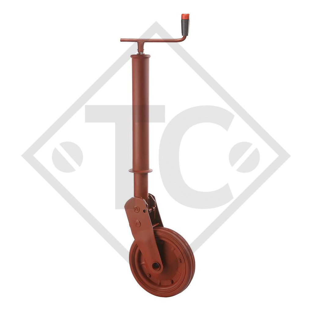 Jockey wheel ø70mm round with fully automatic support, top crank, type A 110, for agricultural machines and trailers, machines for building industry, implements for road maintenance and snow