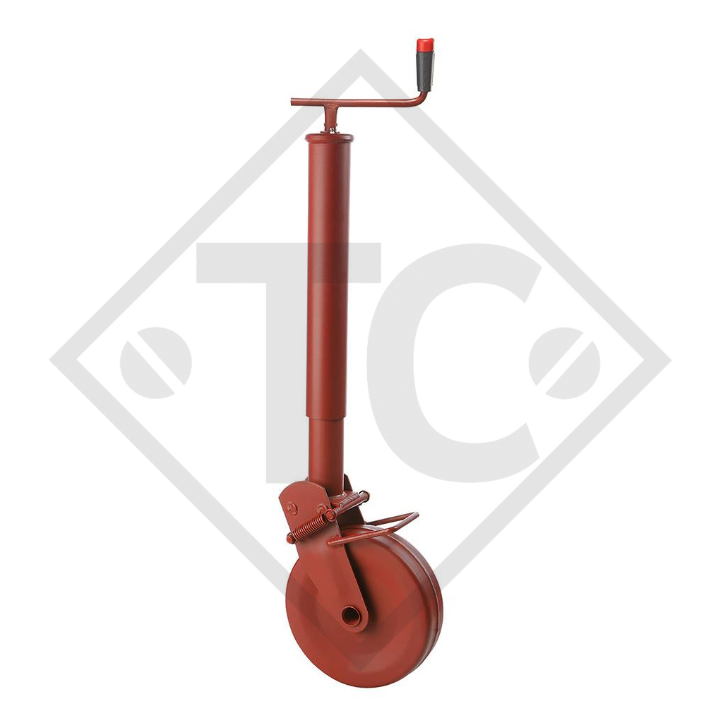 Jockey wheel □60mm square with semi-automatic support shoe, top crank, type M 195, for agricultural machines and trailers, machines for building industry, implements for road maintenance and snow