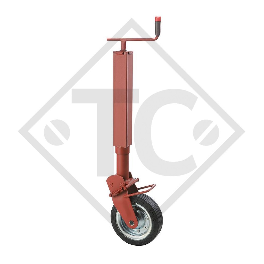 Jockey wheel □60mm square with semi-automatic support shoe, top crank, type M 205, for agricultural machines and trailers, machines for building industry, implements for road maintenance and snow