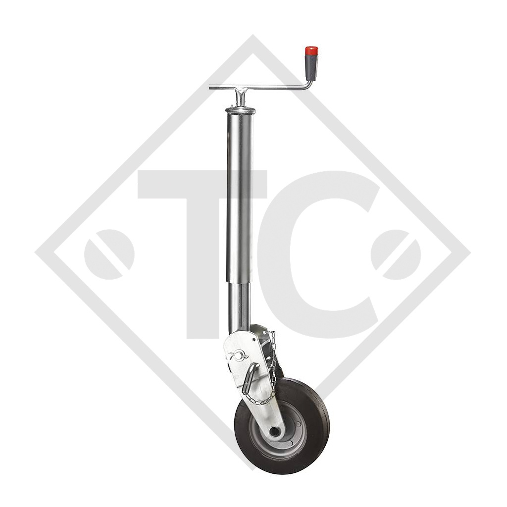 Jockey wheel ø70mm round with manual turnover support shoe, top crank, type S 156/Z, galvanised, for agricultural machines and trailers, machines for building industry, implements for road maintenance and snow
