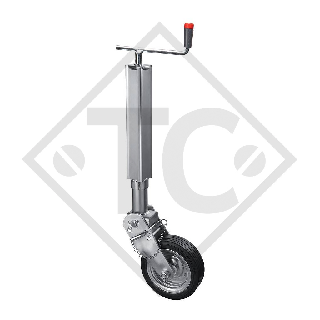 Rueda jockey □70mm cuadrado, abatible tipo S 124Z con llanta acero, para caravanas, remolques de automóviles, máquinas para la construcción y sistemas de atraque de aviones