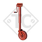 Jockey wheel ø70mm round with support shoe rigid, with side crank, type DM 270FO, for agricultural machines and trailers, machines for building industry, implements for road maintenance and snow