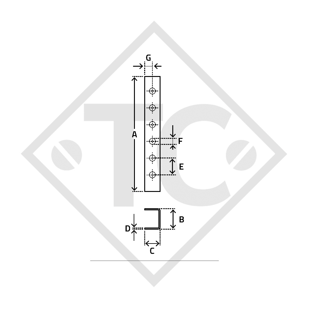 Jockey wheel flange, type F4, for agricultural machines and trailers, machines for building industry, implements for road maintenance and snow