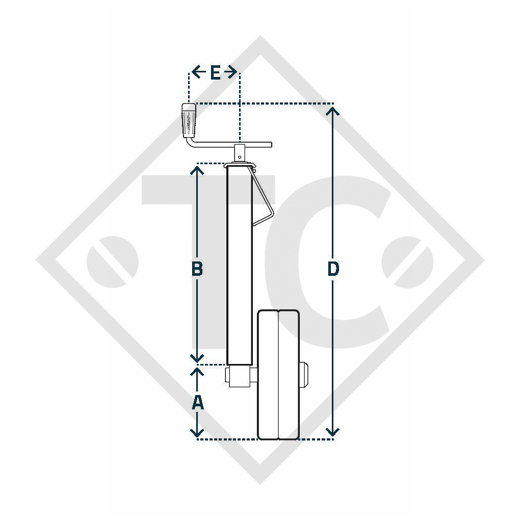 Roue de réglage de profondeur □60mm carré, type ZB 405, pour machines et remorques agricoles, machines pour l'industrie du bâtiment, équipements pour l’entretien routier et l’enneigement