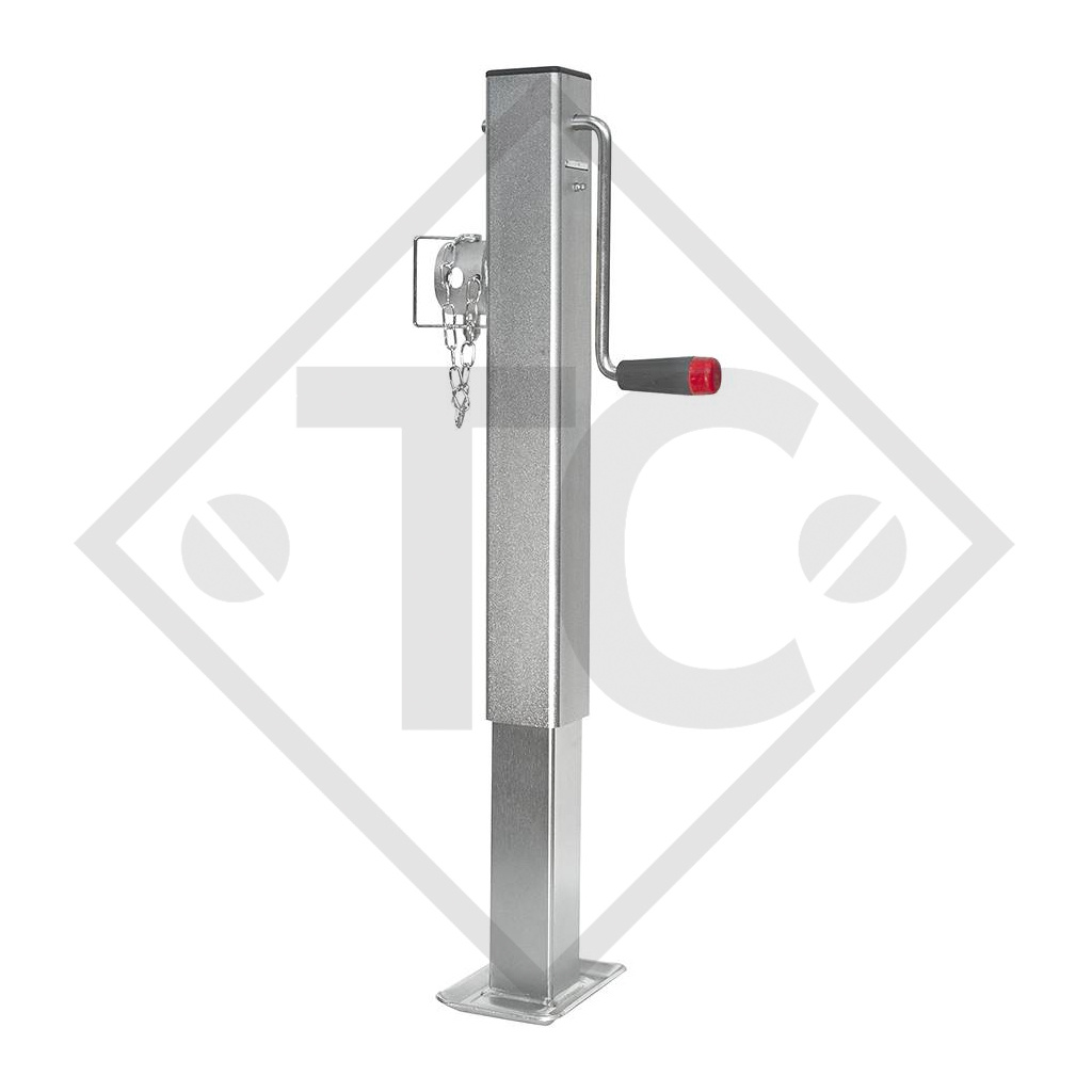 Steday leg □70mm square with side crank, type DG 590, for agricultural machines and trailers, machines for building industry, implements for road maintenance and snow