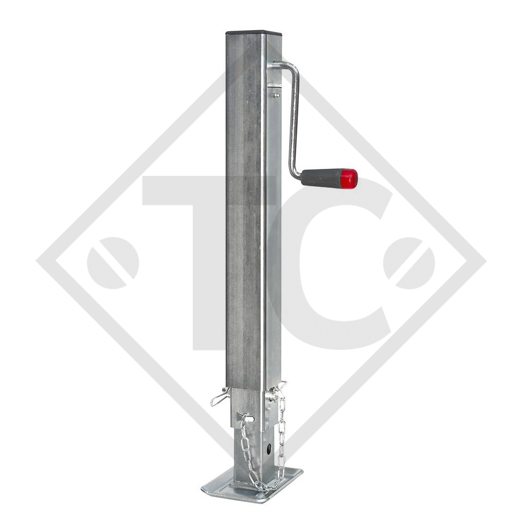 Steday leg □70mm square with side crank, without reduction gears, three-stage, type DG 590/3SF, galvanised, for agricultural machines and trailers, machines for building industry, implements for road maintenance and snow