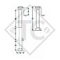 Apoyo □70mm cuadrado con manivela lateral, sin engranajes reductores, de tres niveles, tipo DG 590/3SF, cincado galvanizado, para los remolques convencionales