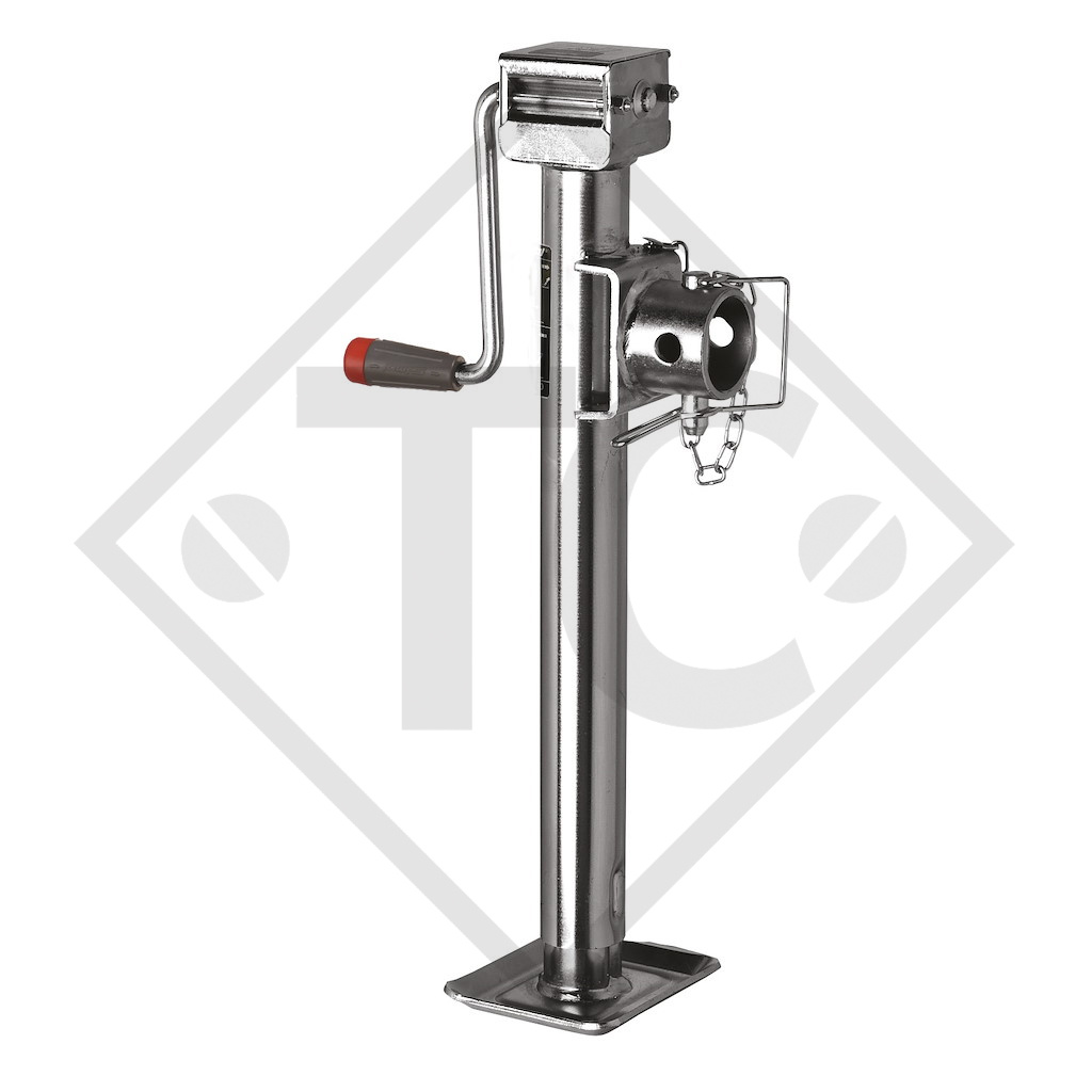 Stützfuß ⌀57mm, Kurbel seitlich und Getriebe, zweigängig, Typ LT 3153W, galvanisch verzinkt, für landwirtschaftliche Maschinen und Anhänger, Maschinen für Bauindustrie, Straßeninstandsetzung- und Schneeräumungsmaschinen