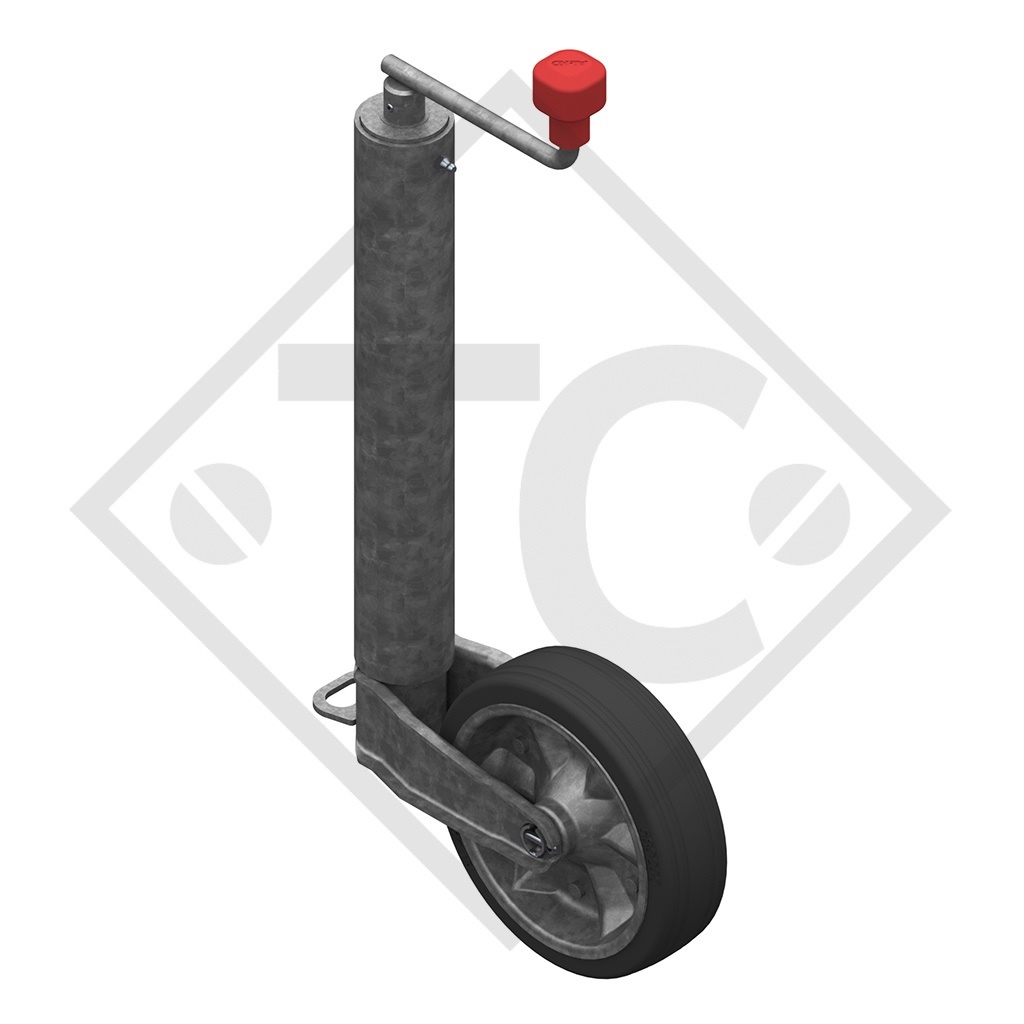 Rueda jockey ø60mm redondo con horquilla rígida, manivela 105mm, 1730023,  para caravanas, remolques y semirremolques - Trailer Center Discount GmbH