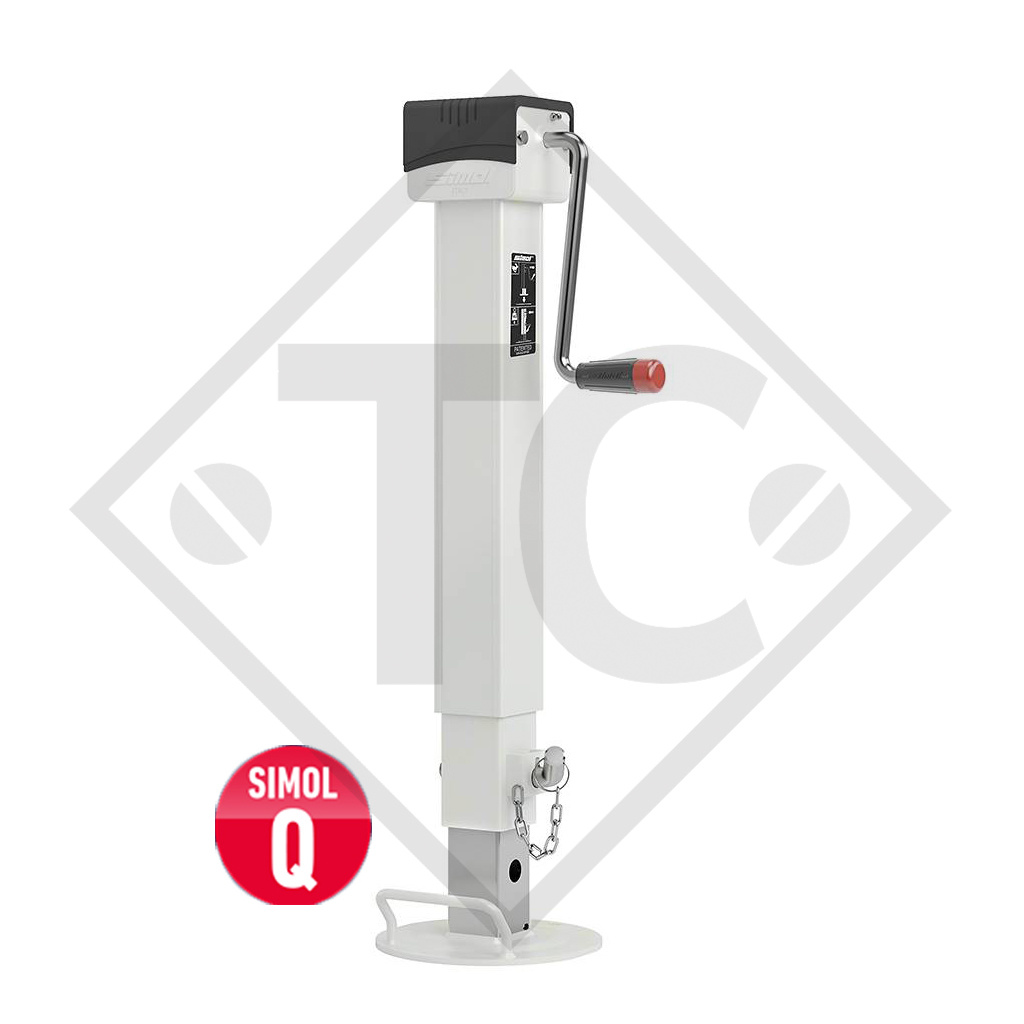 Steday leg certified □80mm square, double speed, integrated drop leg safety system, type QDG 706/3SFW, for agricultural machines and trailers, machines for building industry, implements for road maintenance and snow