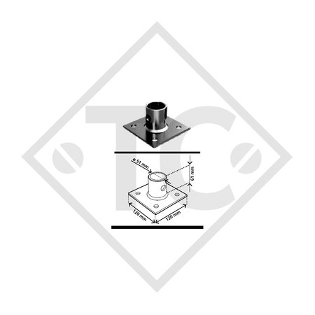 Bride de fixation 120x120x61mm, ø51mm type LT/ST 0151