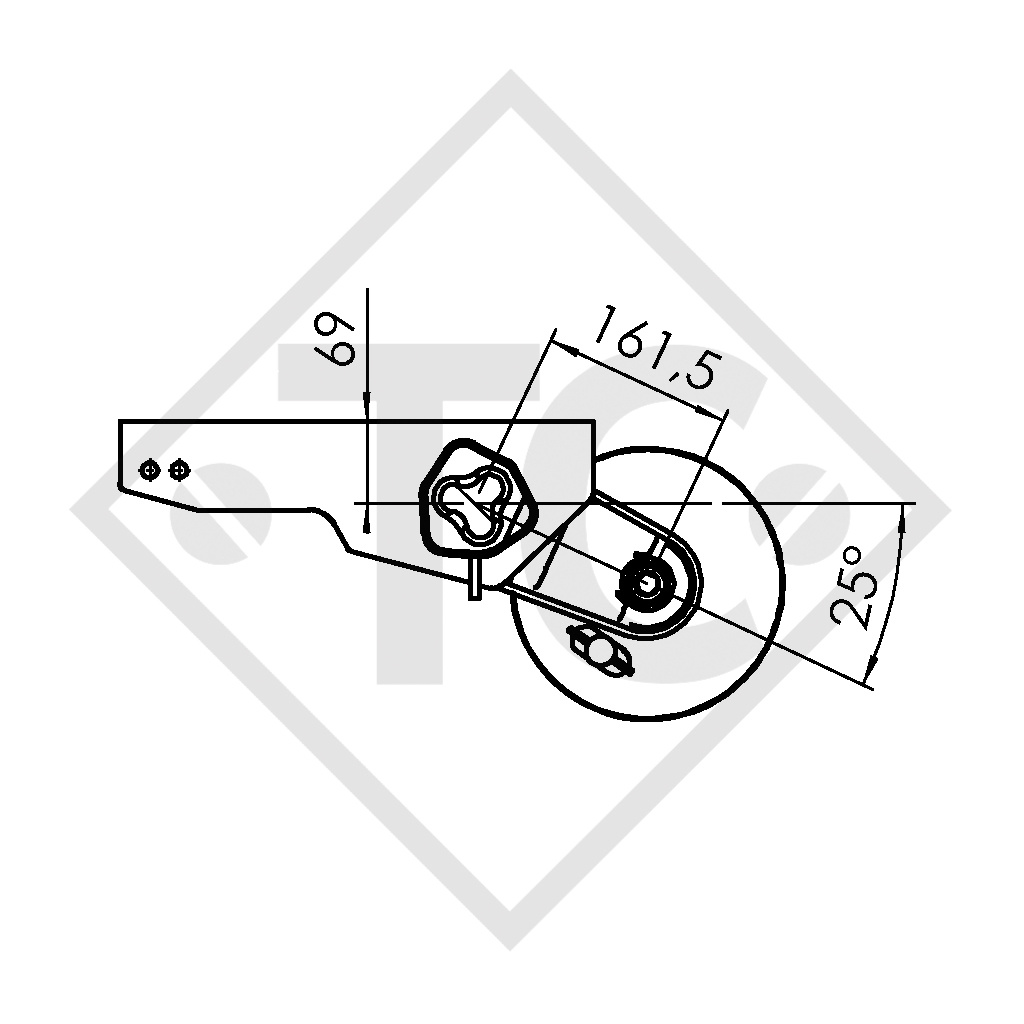 Eje con freno 1000kg EURO Compact tipo de eje B 1000-3