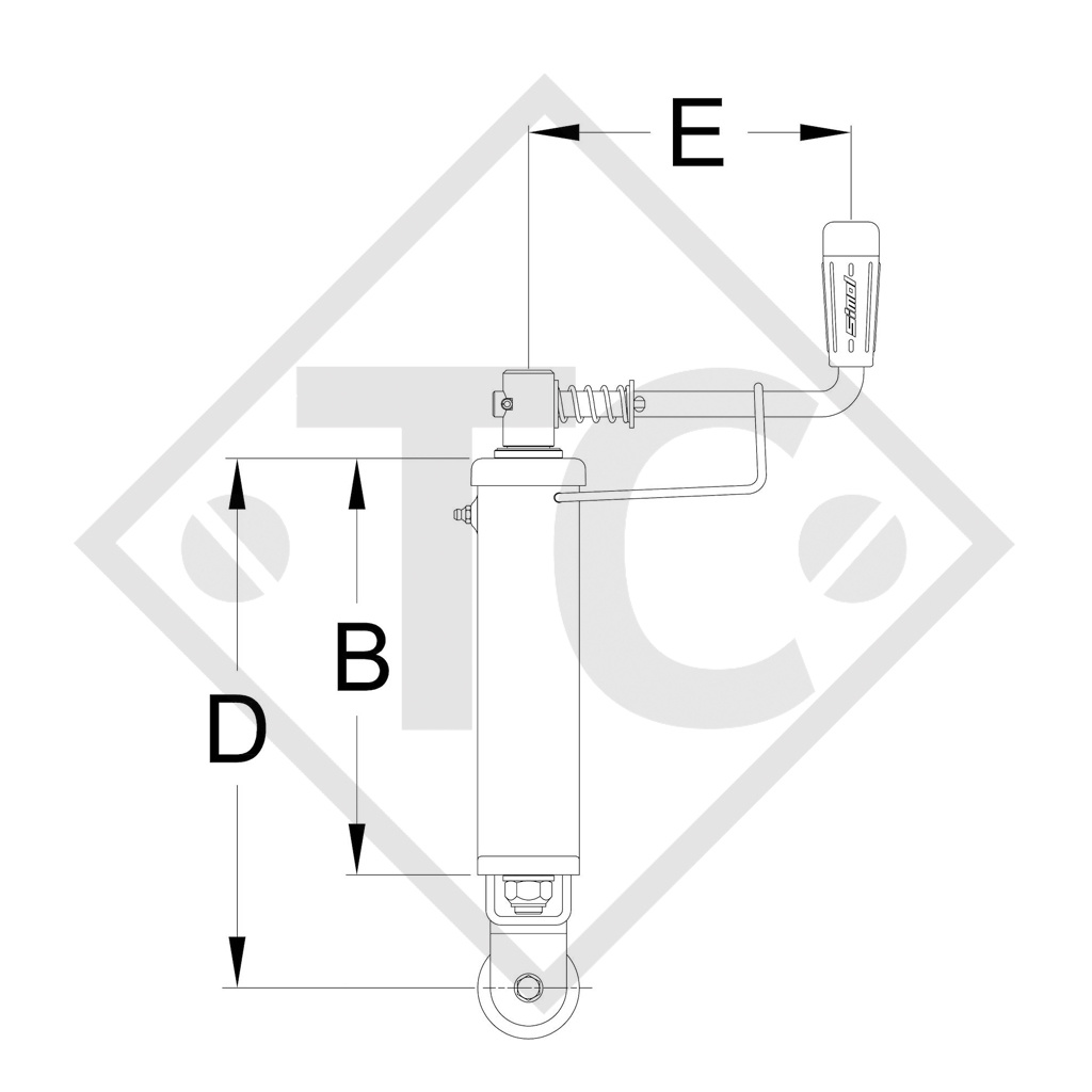 Parking brake 60x40mm square, type BR 240, for agricultural machines and trailers, machines for building industry, implements for road maintenance and snow