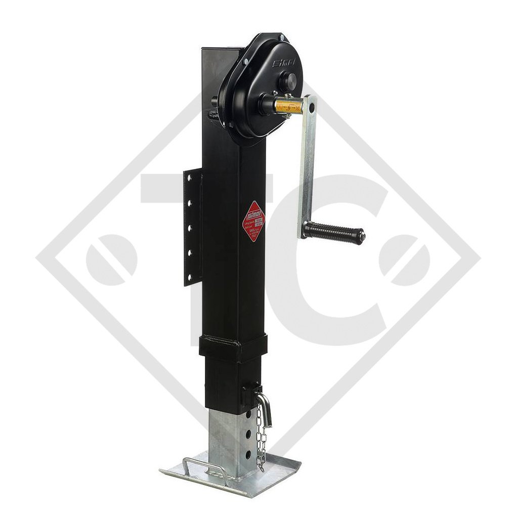 Landing gear □110mm square, three-stage, double speed, type KRA 750FL/N, with flange, cataphoretically coated, for agricultural machines and trailers, machines for building industry, implements for road maintenance and snow