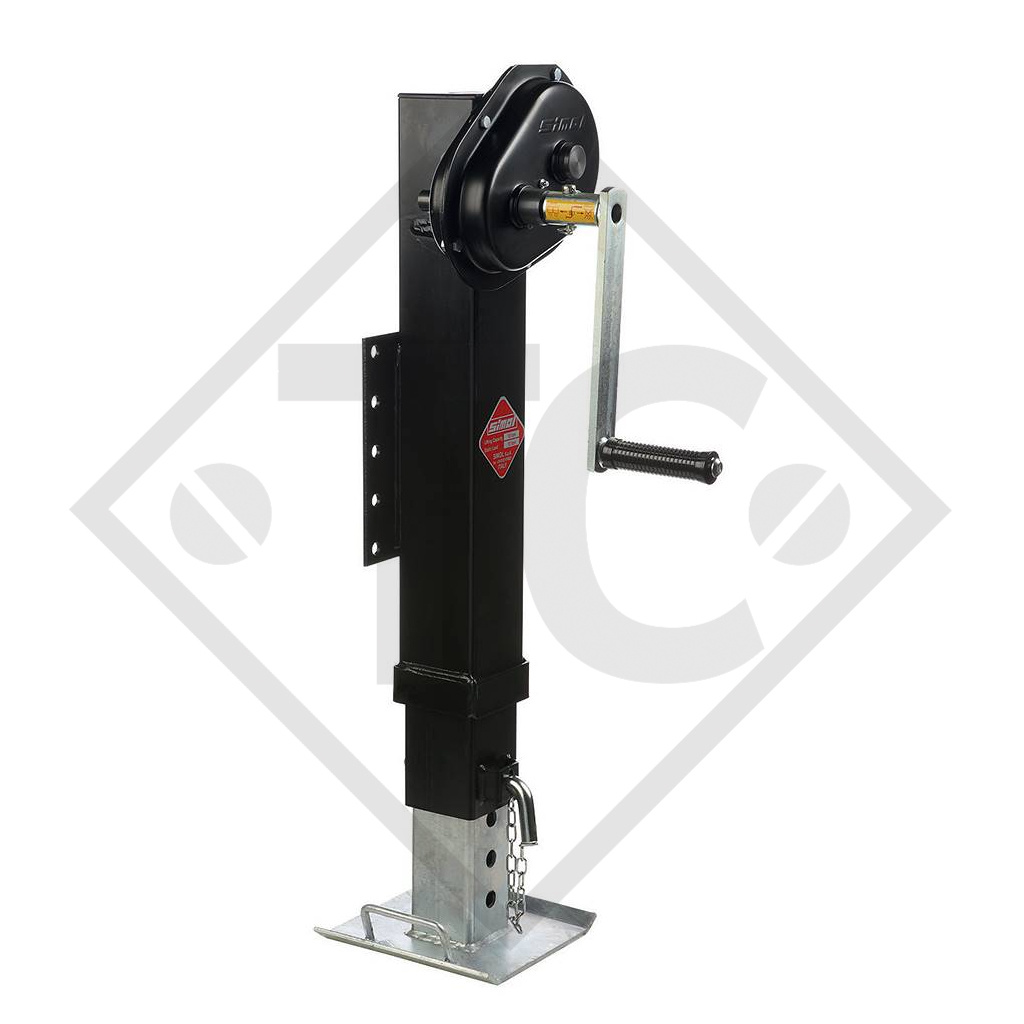 Landing gear □110mm square, three-stage, double speed, type KRA 750FL/ZC, with flange, hot-dip galvanised, for agricultural machines and trailers, machines for building industry, implements for road maintenance and snow