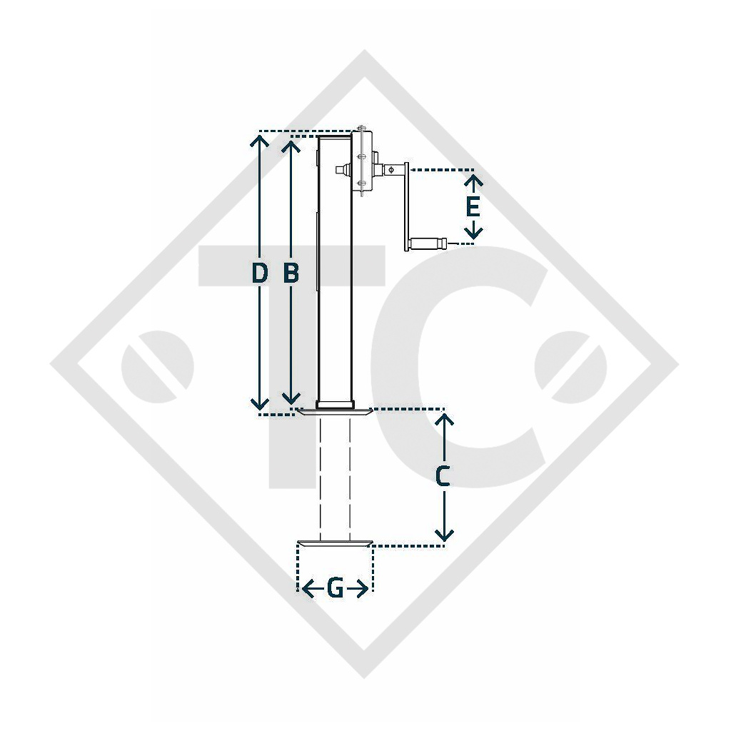 Landing gear □110mm square, double speed, type KRA 1100FL/1