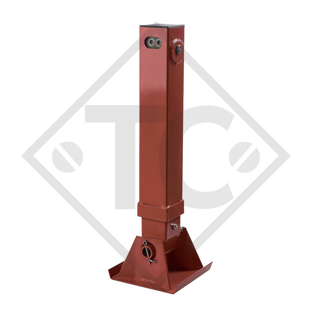 Hydraulic steday leg □100mm square, double acting, with single block valve, skidfoot type H 1140B, for agricultural machines and trailers, machines for building industry, implements for road maintenance and snow