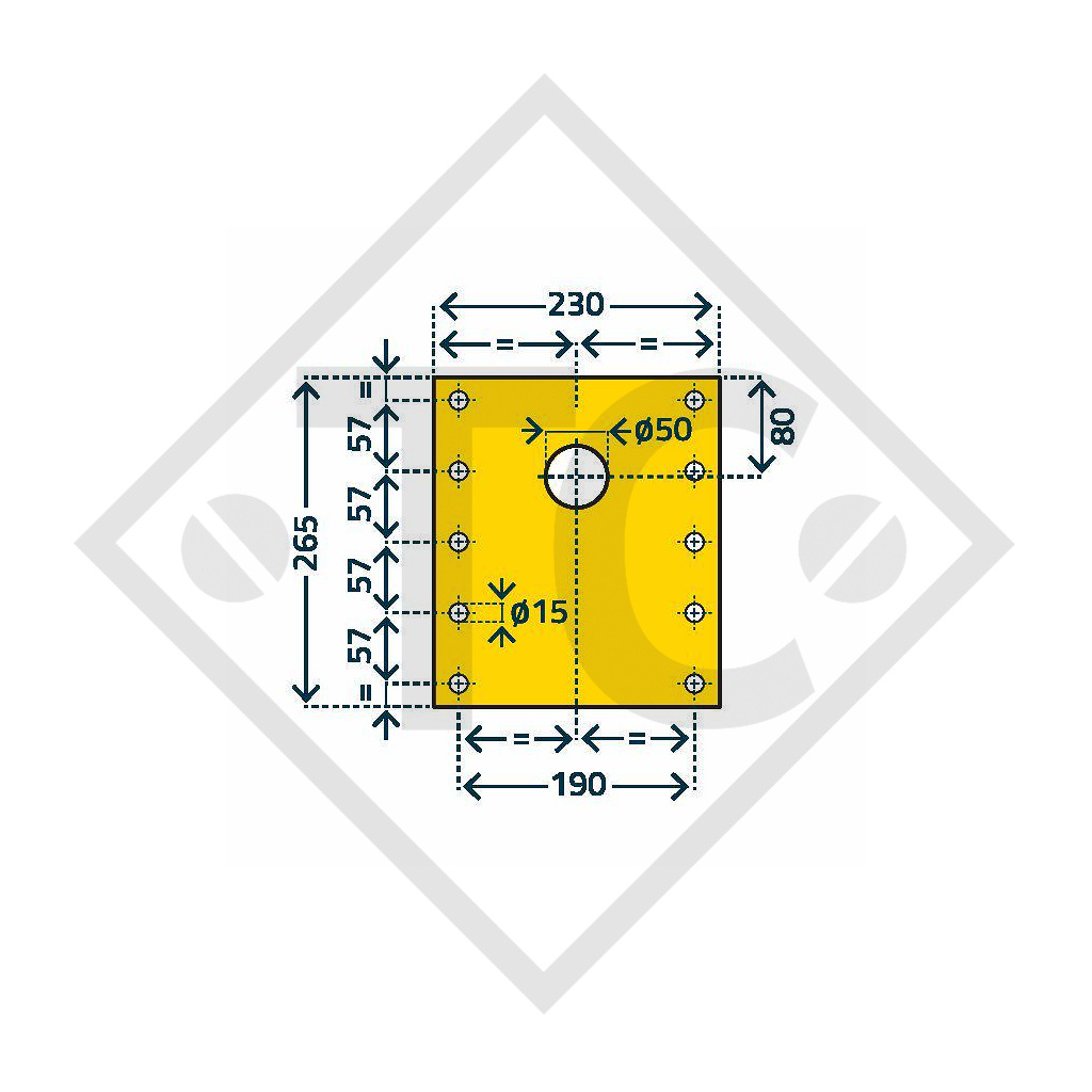 Hydraulic steday leg □110mm square, double acting, with two block valves type H 1162P, for agricultural machines and trailers, machines for building industry, implements for road maintenance and snow