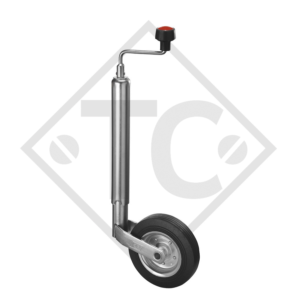 Rueda jockey ø48mm redondo, tipo FC 241 con llanta plástico, para caravanas, remolques de automóviles, máquinas para la construcción y sistemas de atraque de aviones