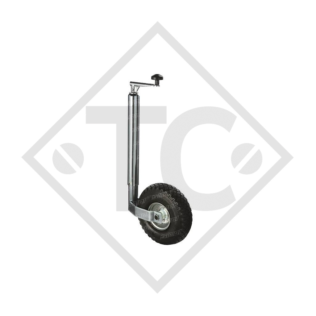 Jockey wheel ø48mm round, type FC 243S with rim steel, for caravans, car trailers, machines for building industry and aircraft docking systems