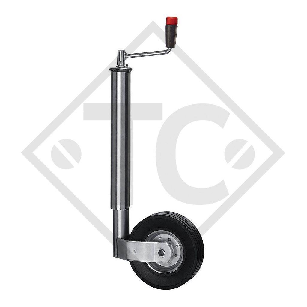 Ruotino d'appoggio ø60mm tondo, tipo FC 260 con cerchione acciaio, per caravan, rimorchi auto, macchine per l'edilizia e aircraft docking systems