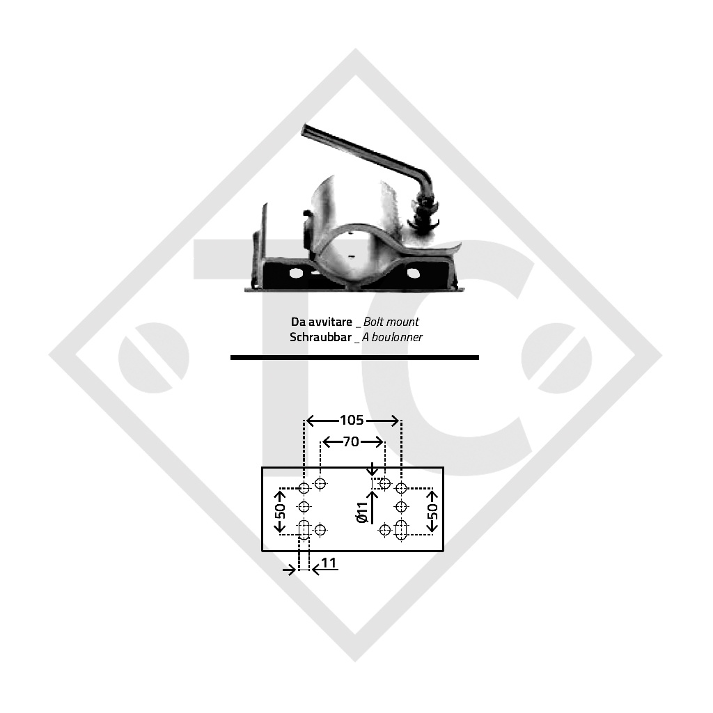 Clamp type MR 1065 for steday leg ø60mm round galvanised