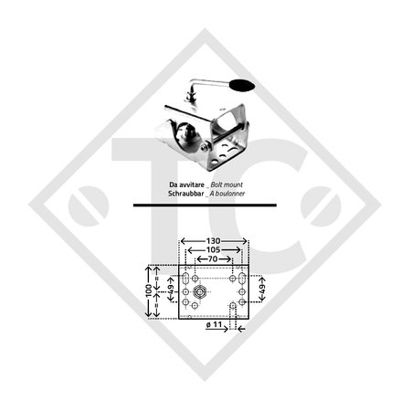 Collier de serrage, type MR 1066 pour béquille ø60mm rond zingué