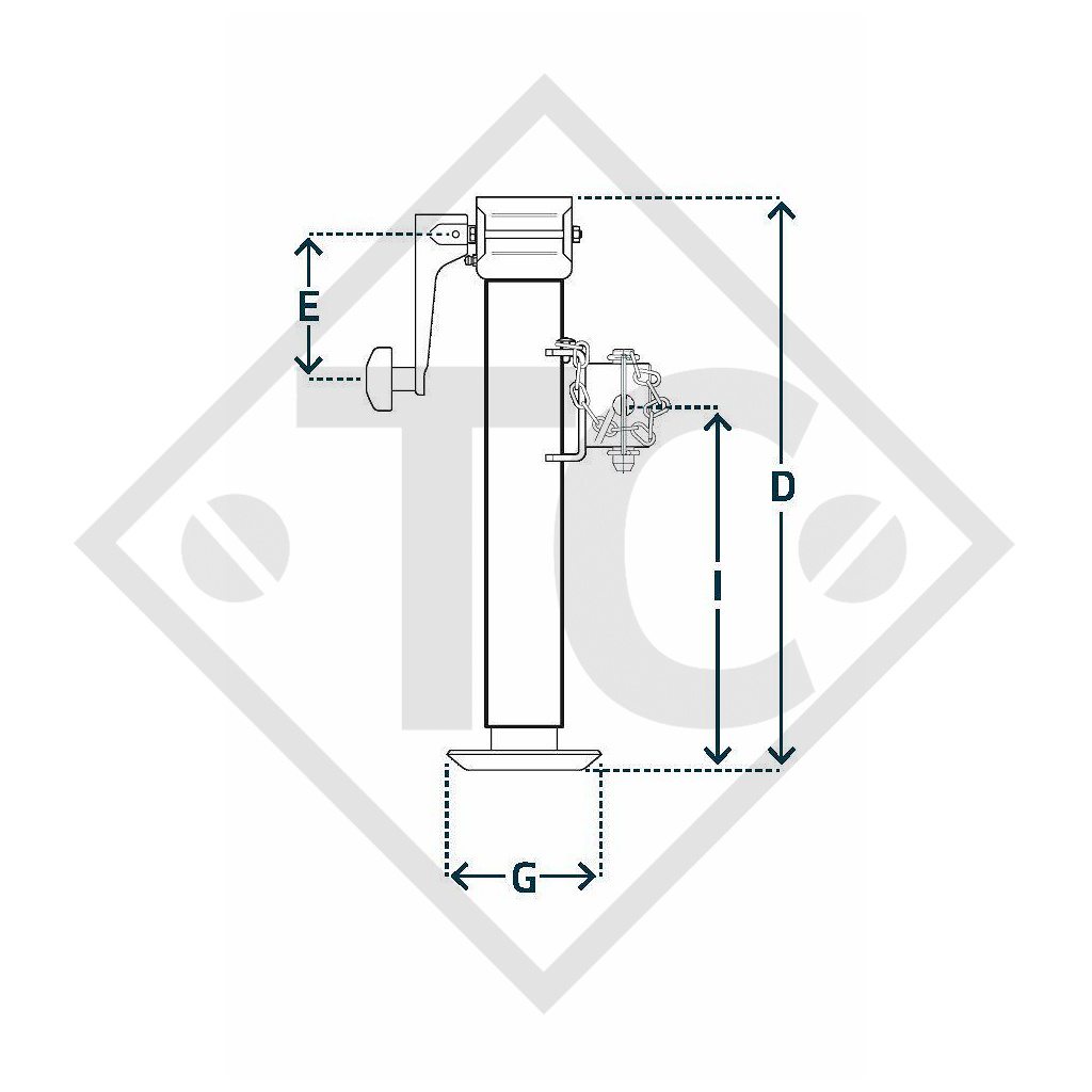 Steday leg pivoting ø57mm round, type LR 3152