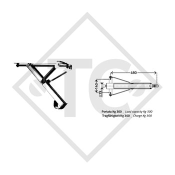 Pata con pie abatible, tipo SC 480 para apoyo