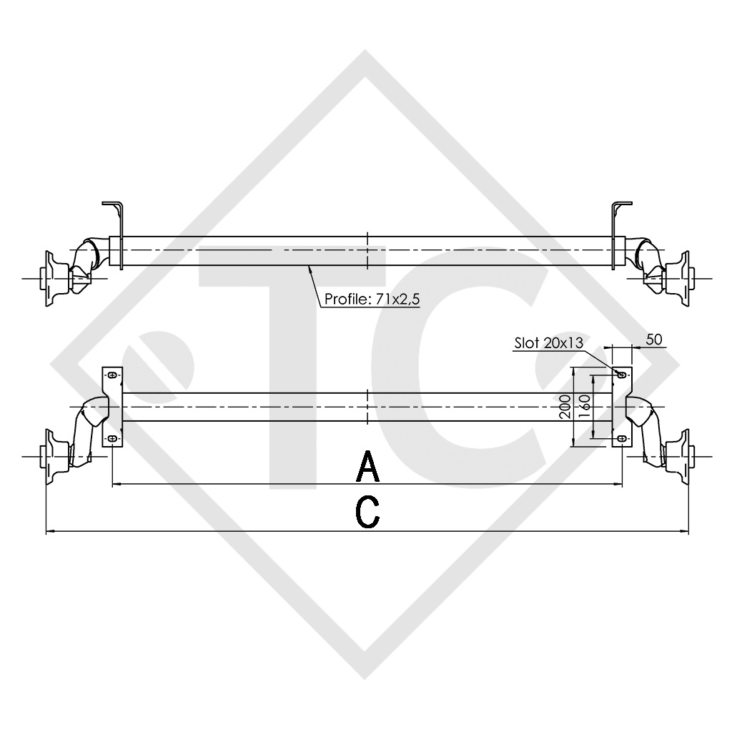 Assale sfrenato 750kg PLUS OPTIMA tipo di assale 700-5