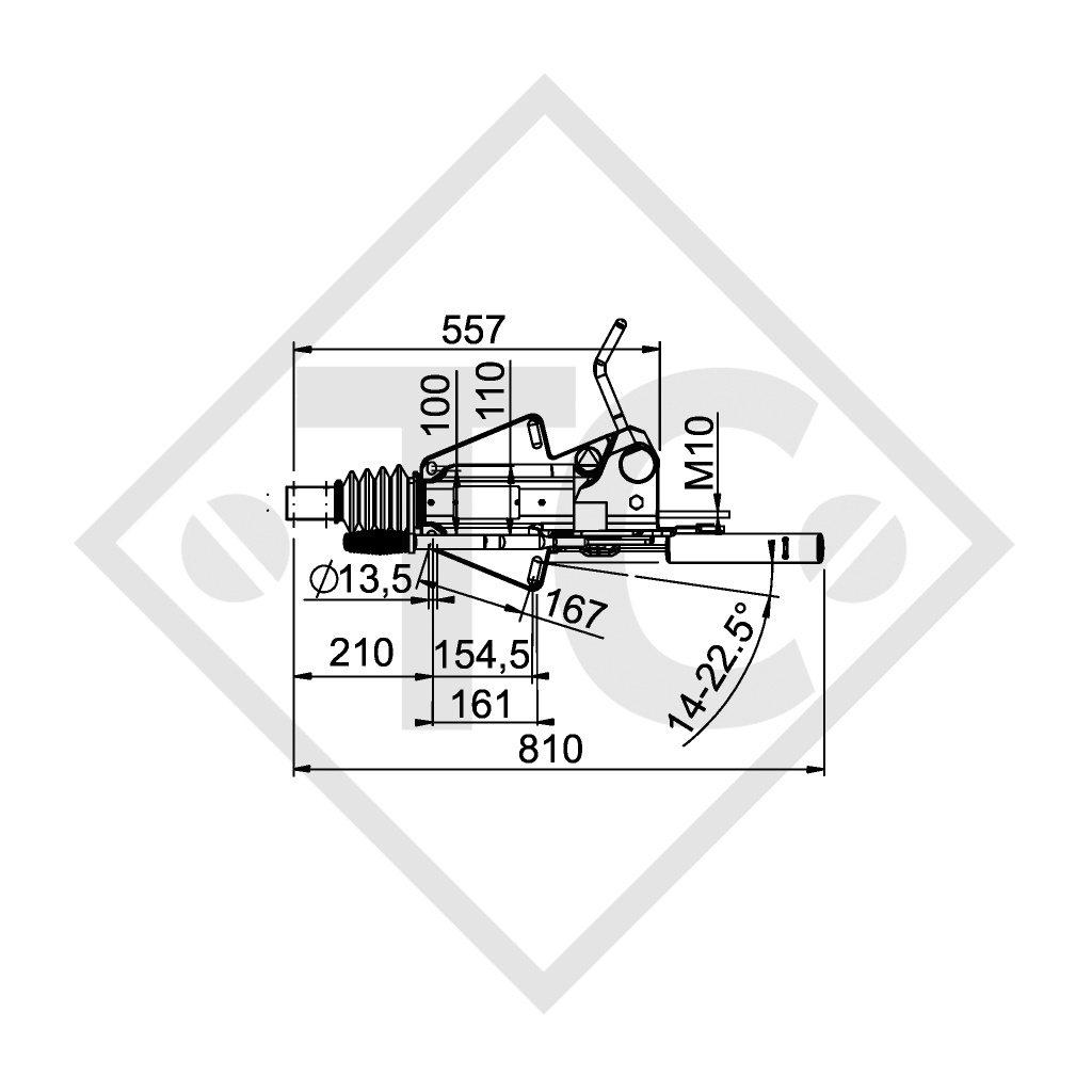 Commande de freinage avec semelle en V type EH09, 450 à 900kg