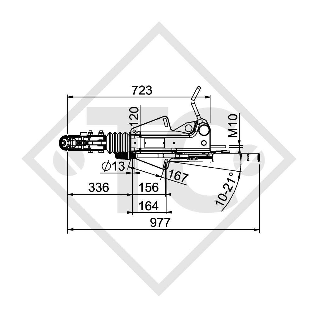 ENGANCHE DE INERCIA EN V PARA 3500KG- KNOTT - Remolques Ralner