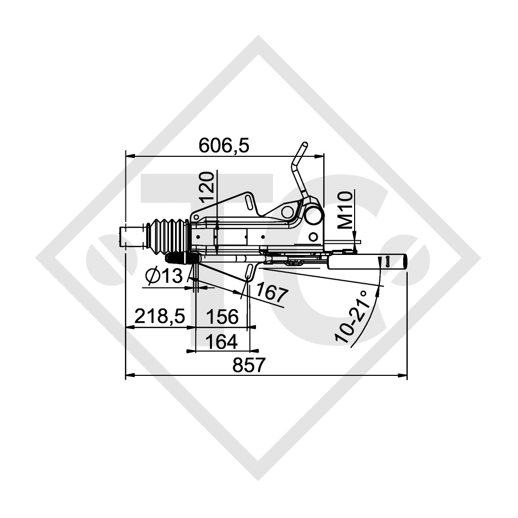 ENGANCHE DE INERCIA EN V PARA 3500KG- KNOTT - Remolques Ralner