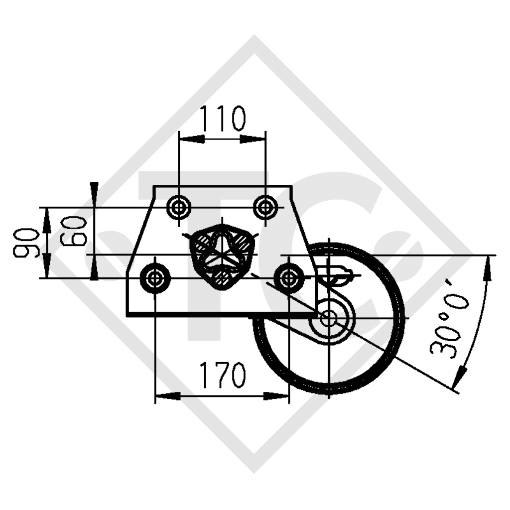 Braked axle 900kg EURO Plus axle type DELTA SI 850-5, FRANKIA 420