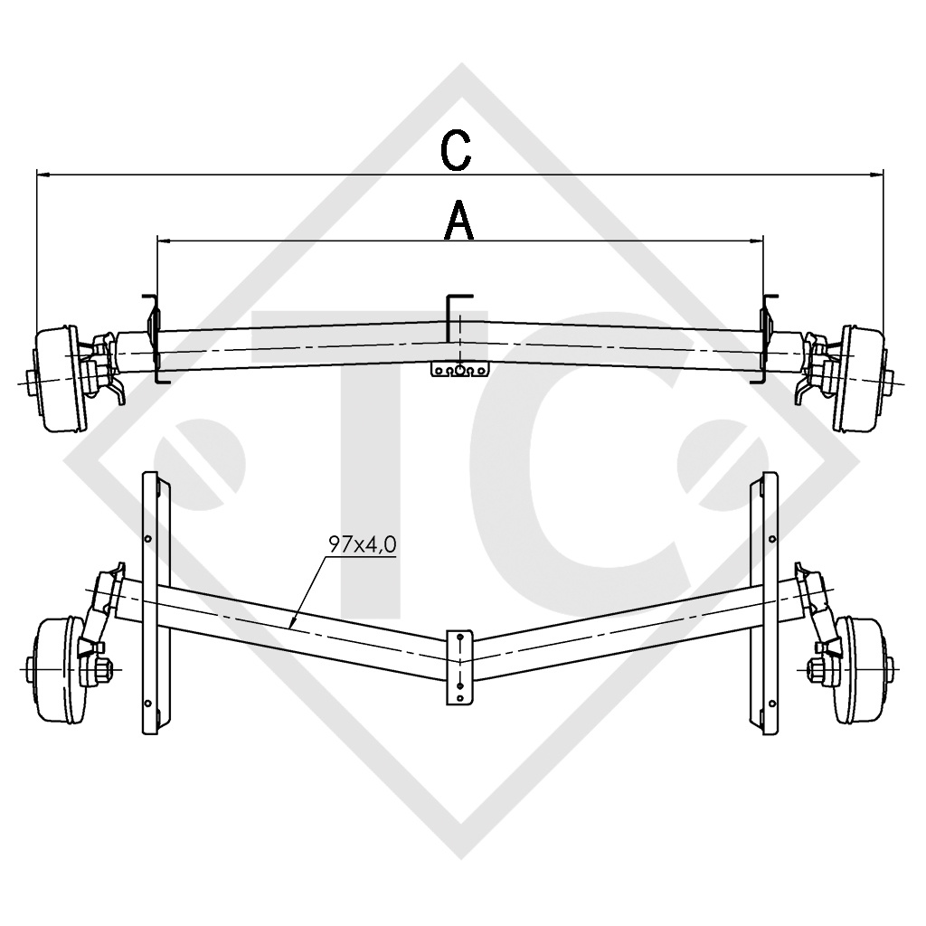 Braked axle 1700kg EURO Plus axle type DELTA SIN 14-3, BÜRSTNER AVERSO TOP