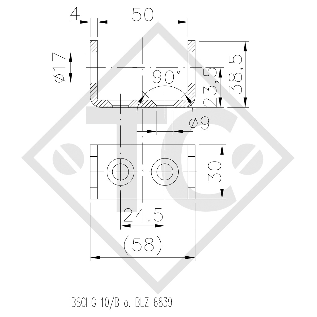 WINTERHOFF Accrochage pour charnière de ridelle type BSCHG 10-17-B sans boulon, emballage 100 unités