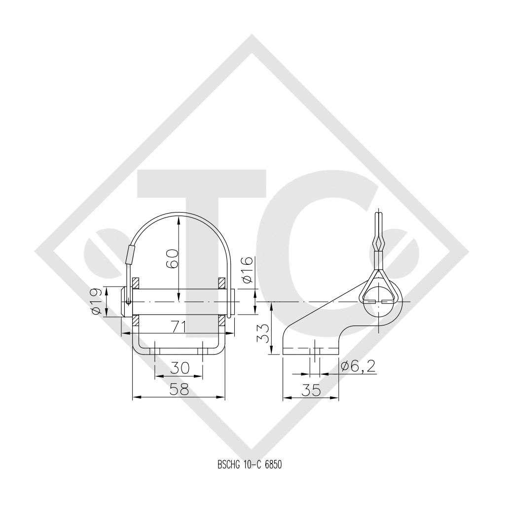 WINTERHOFF Accrochage pour charnière de ridelle type BSCHG 10-17-C