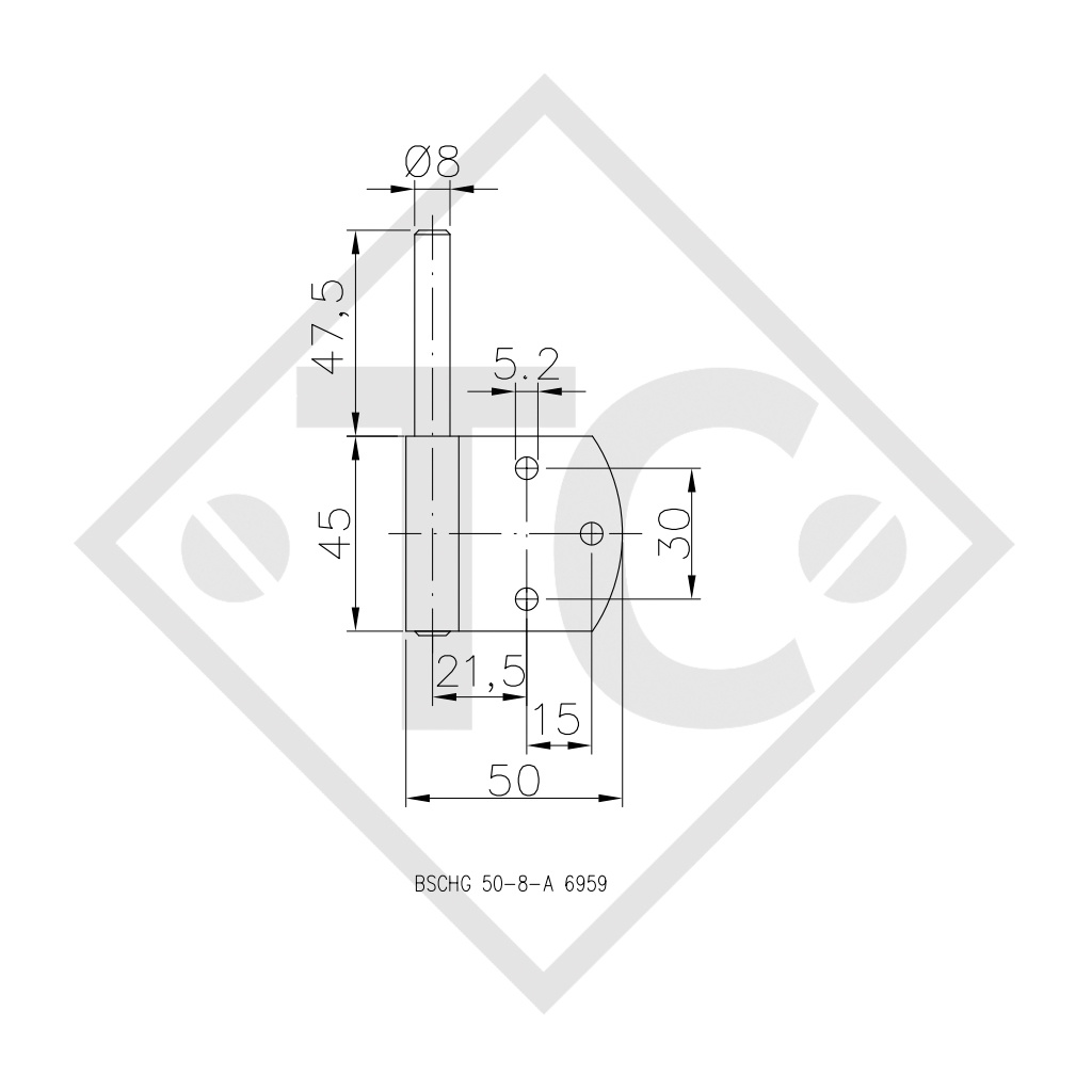 WINTERHOFF Mounting bracket tailgate hinge type BSCHG 50-8-A, packing unit 200 units