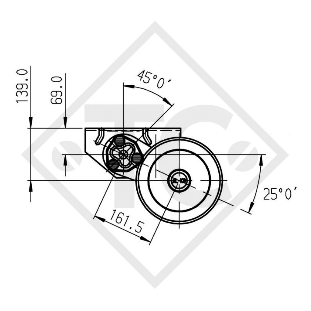 Achse gebremst 1350kg EURO1 Achstyp B 1200-5