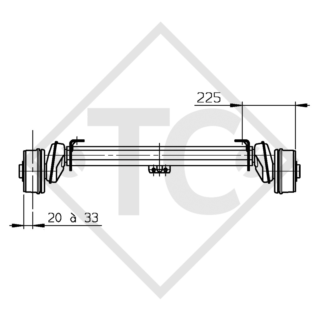 Essieu COMPACT 900kg freiné type d'essieu B 850-5