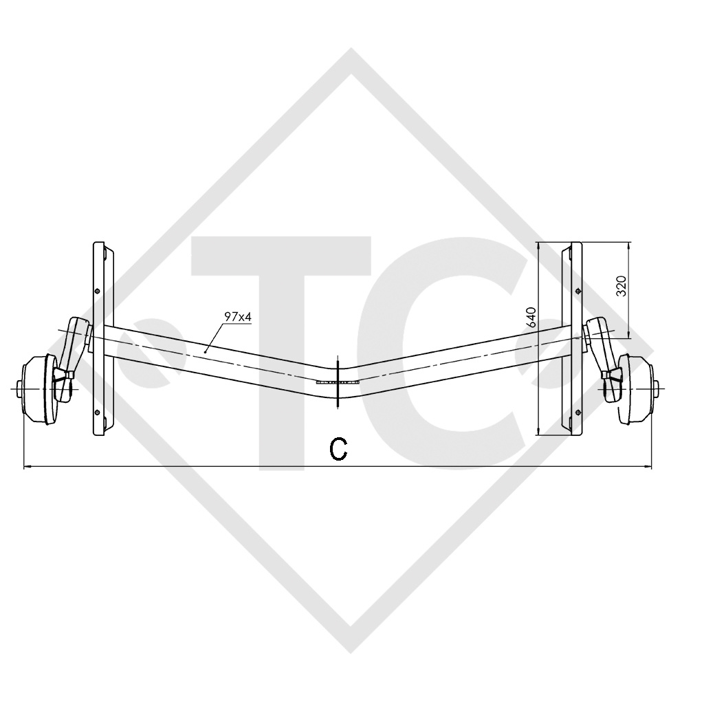 Essieu EURO Plus 1300kg freiné type d'essieu DELTA SIN 12