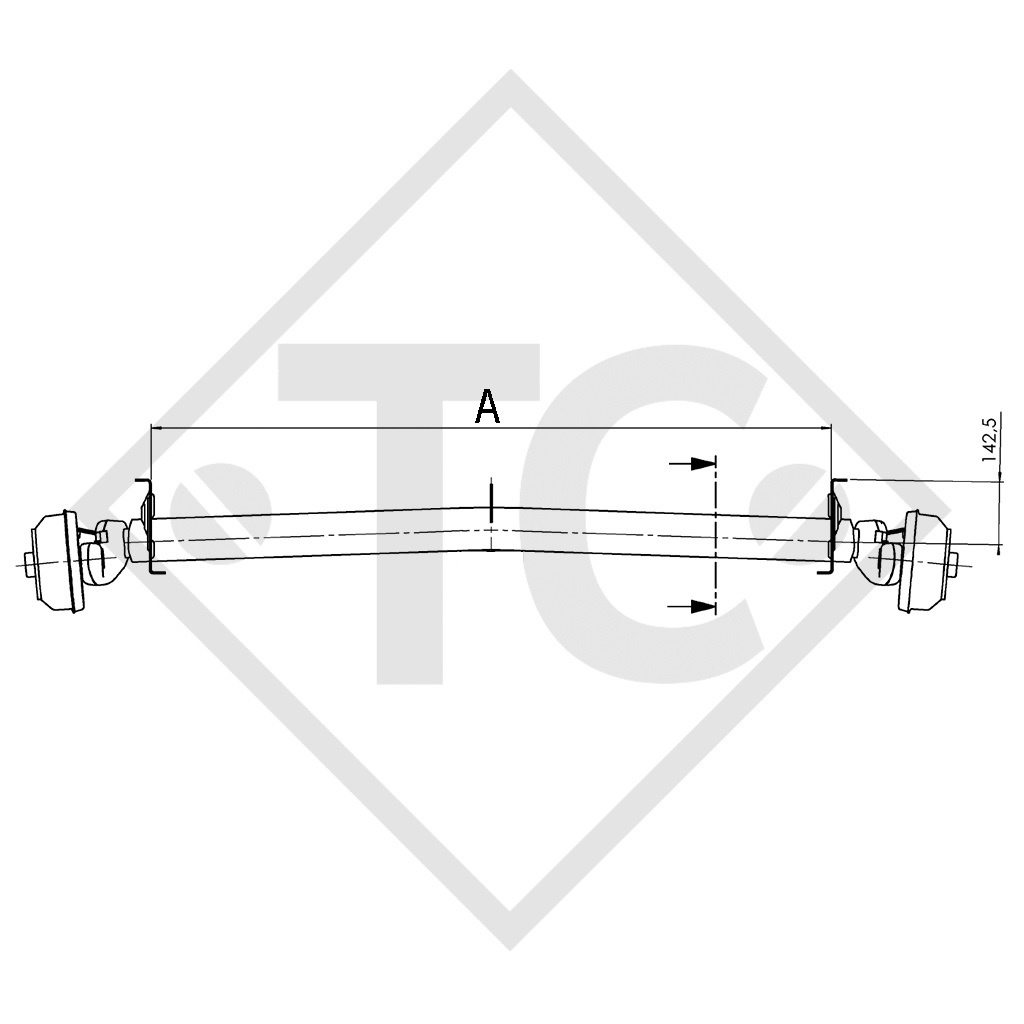 Braked axle 1300kg EURO Plus axle type DELTA SIN 12