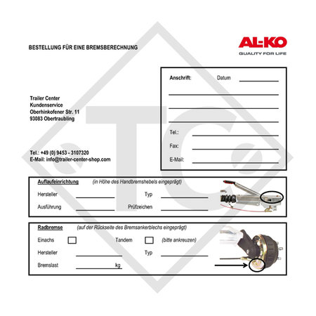 Brake calculation suitable for your trailer / caravan