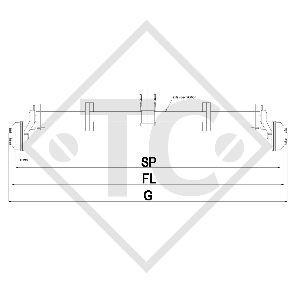 Eje con freno SWING 1350kg tipo de eje CB 1355, 46.25.379.677