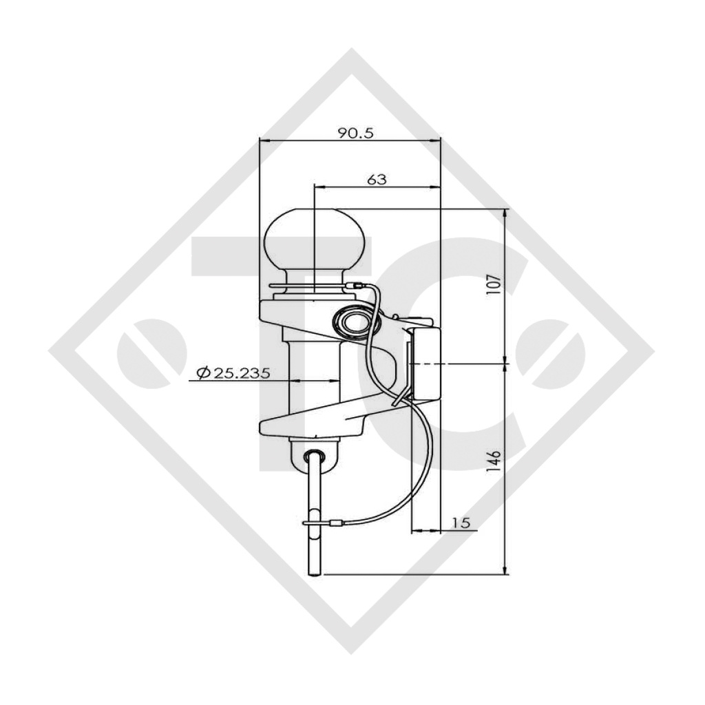 Dispositivos bola bulón universal de 3.5 t tipo E40TC