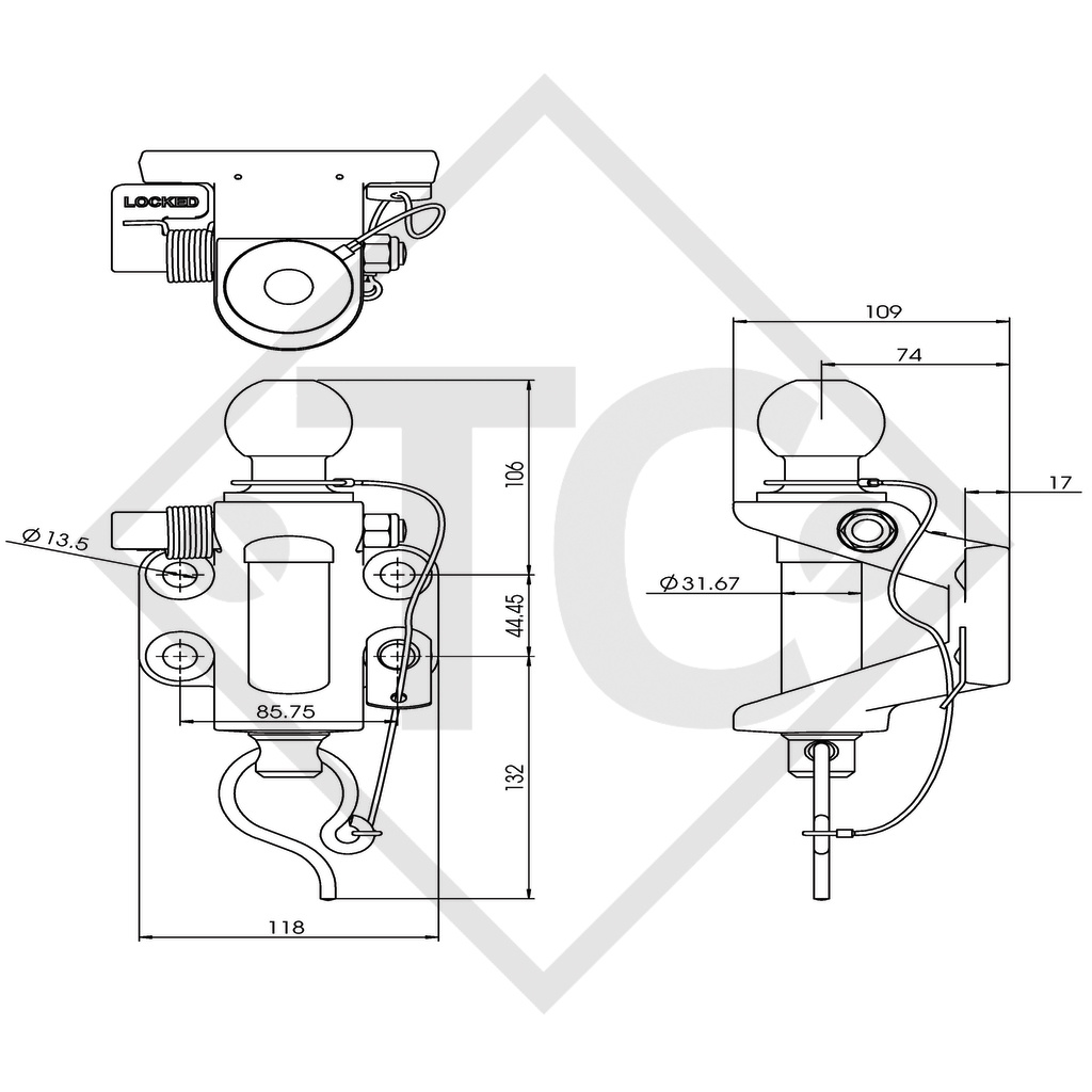 Universelle 3.5-t-Kupplung Typ E100TC